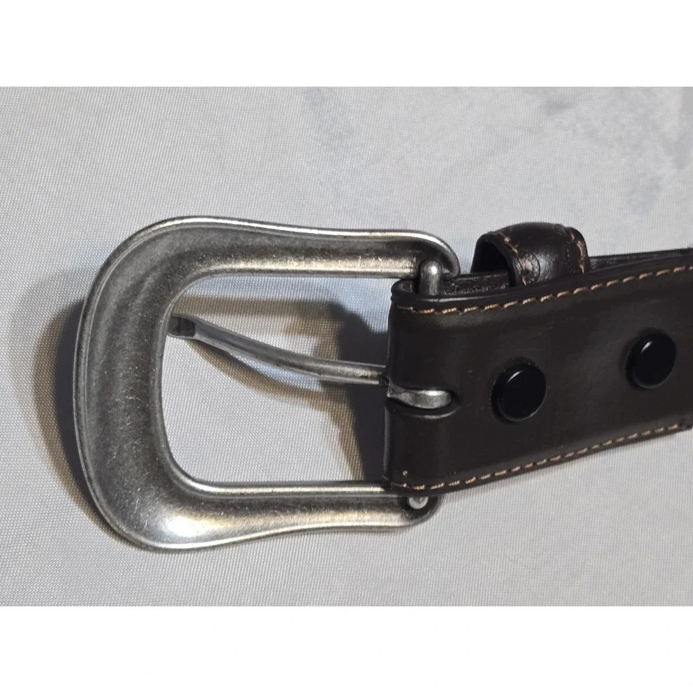 Western Work Leather And Metal Tooled Mens Belt Large 38-40 Brown Buckle